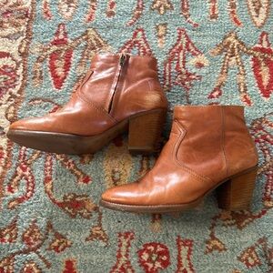 Orange Leather Booties